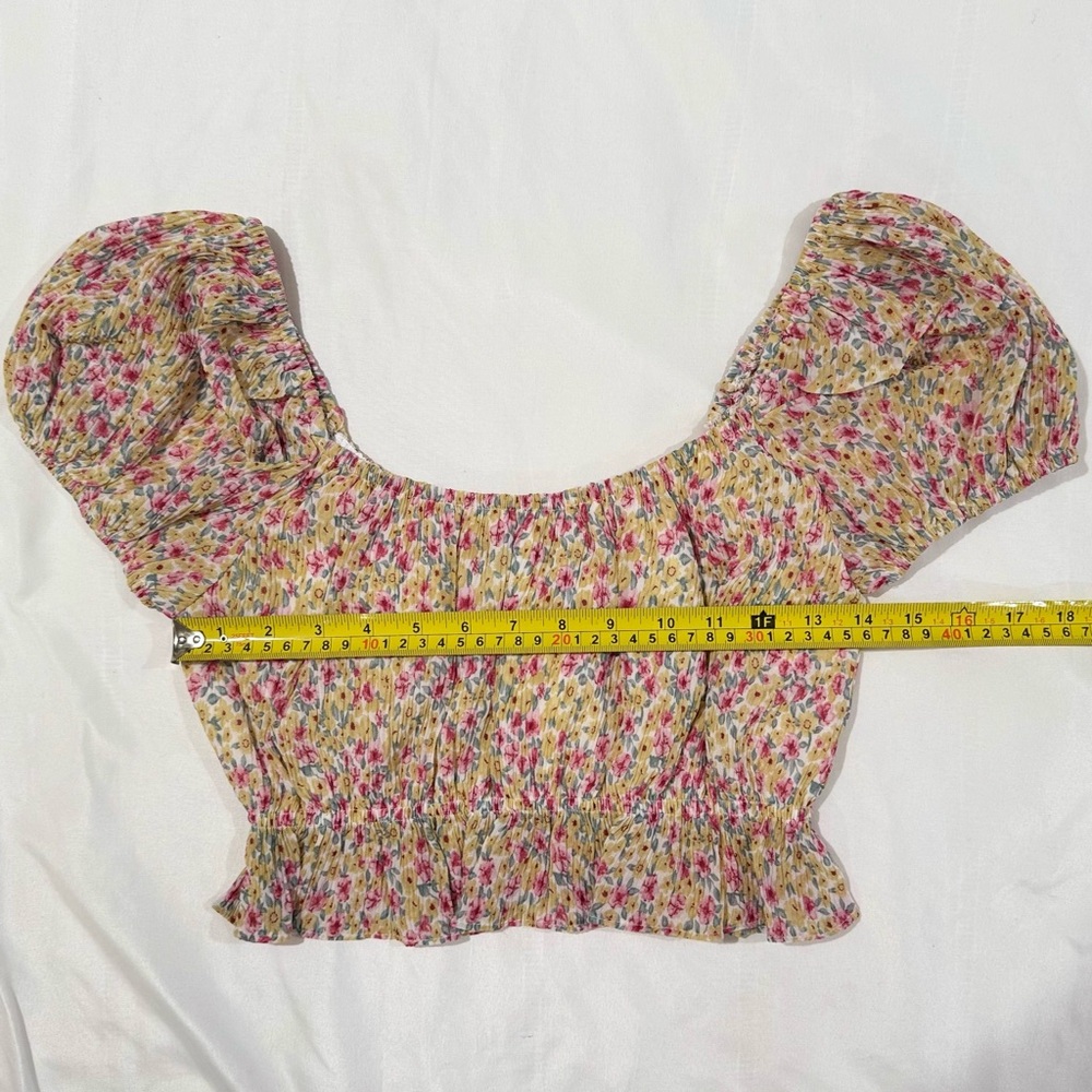 NEW Lulus Floral Puff Sleeves Crop Peplum Top Women S New w/o Tag Ditzy Babydoll - Picture 11 of 16